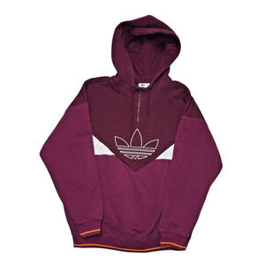 Adidas Originals Trefoil Hoodie Men’s M – Maroon Burgundy Colorblock Half-Zip